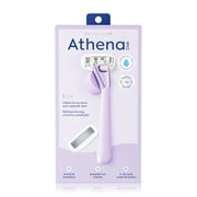 2 Pack Athena Club 5-Blade Womens Razor Kit - 1 Handle, 2 Blade Refills, Magnetic Hook - Lilac