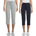 thumbnail image 1 of (2 pack) Athletic Works Women's and Women's Plus Knit Capri Pants, Sizes XS-4X, 1 of 3
