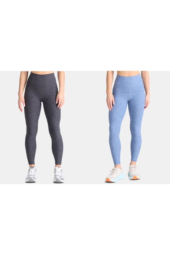 (2 pack) Athletic Works Women's and Women's Plus ButterCore Full Length Leggings with Pockets, Sizes XS-4X