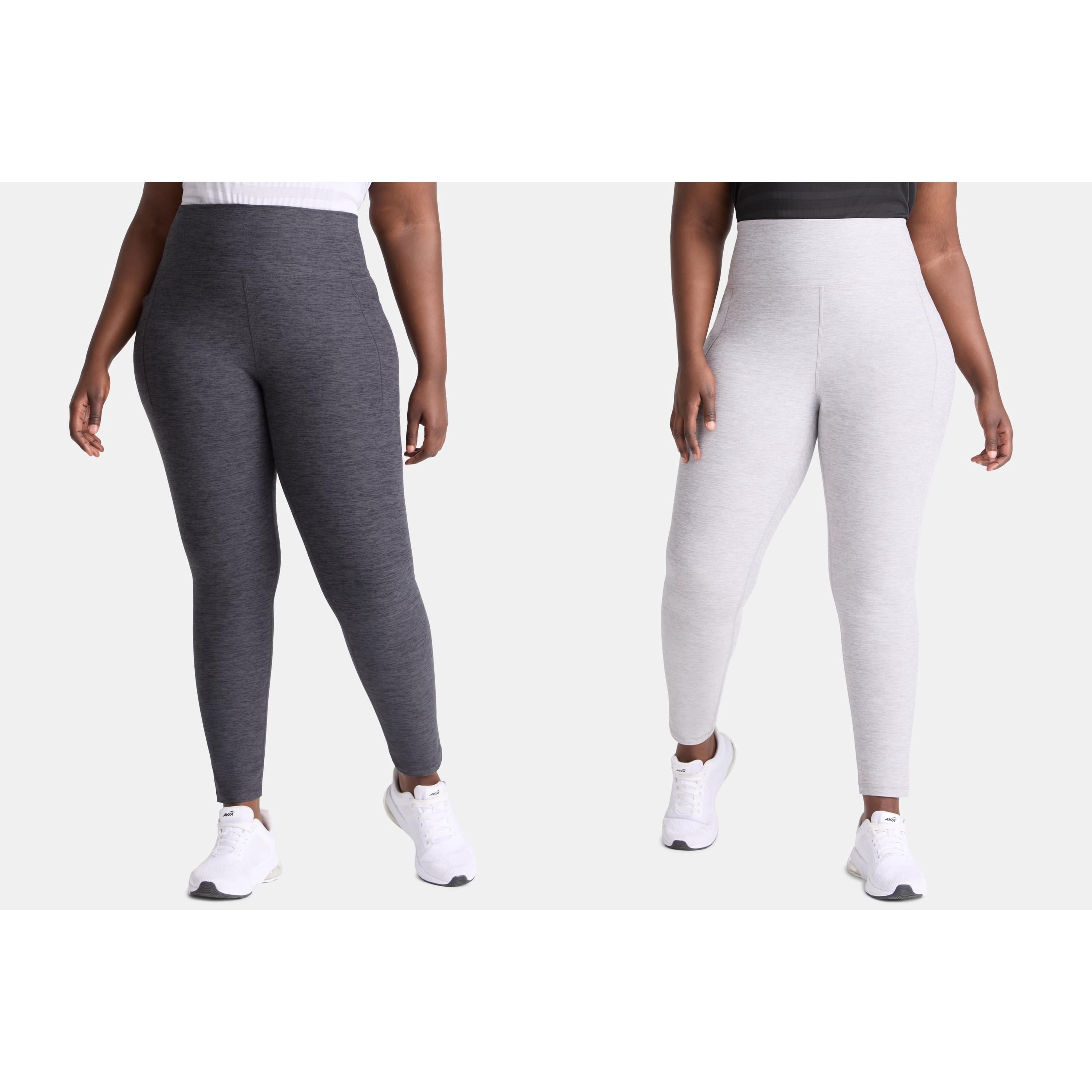 2 Pack, Athletic Works Women's and Women's Plus ButterCore Full Length Leggings with Pockets, Sizes XS-4X