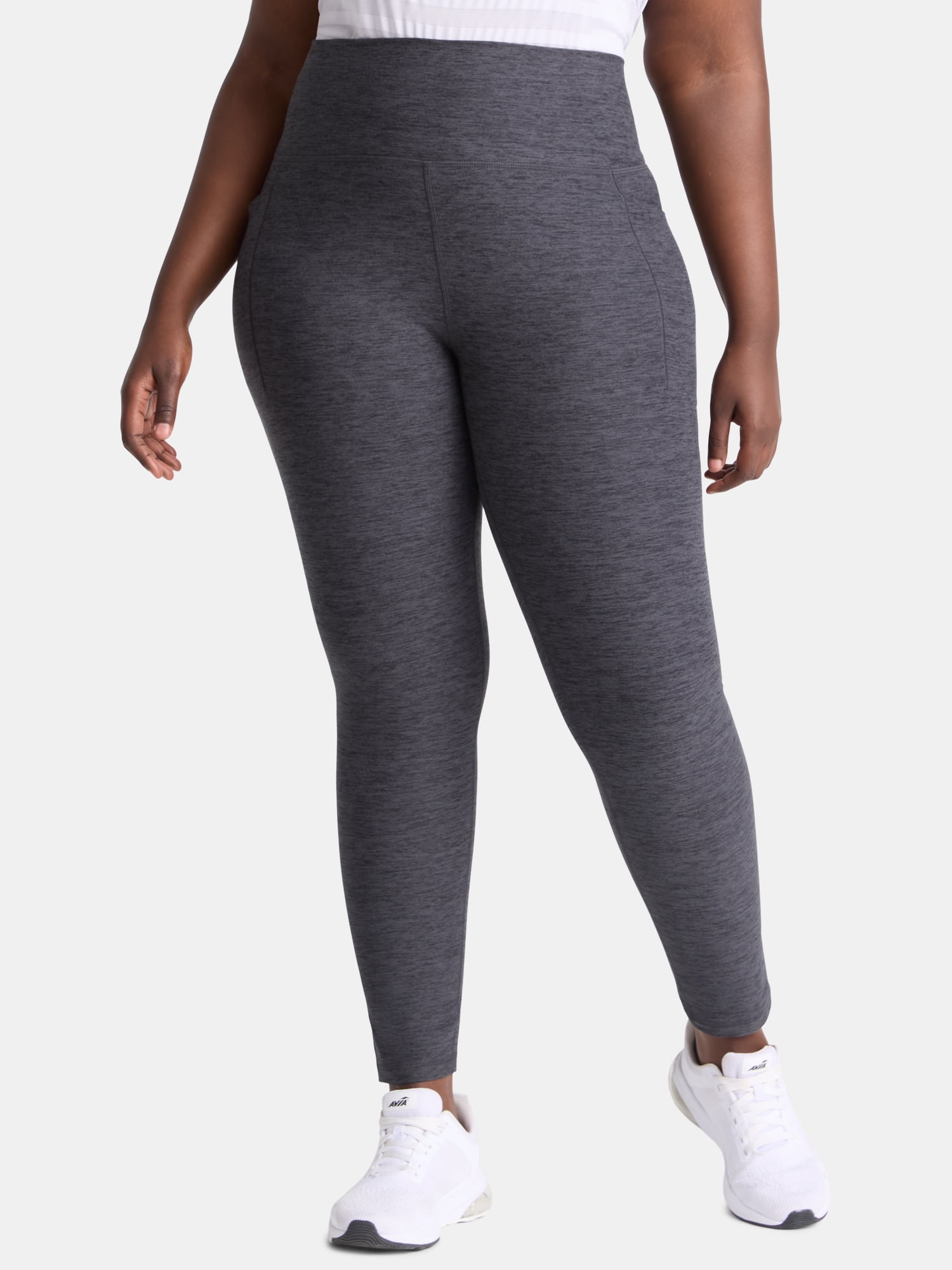 (2 pack) Athletic Works Women's and Women's Plus ButterCore Full Length Leggings with Pockets, Sizes XS-4X