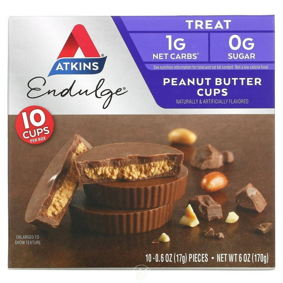 (2 Pack) Atkins Peanut Butter Cups. Rich and Creamy Treats with Choco and Peanut Butter. (10 Cups per Box)