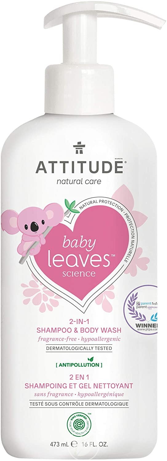 (2 Pack) Attitude Baby Leaves 2-In-1 Shampoo Fragrance-Free 16oz