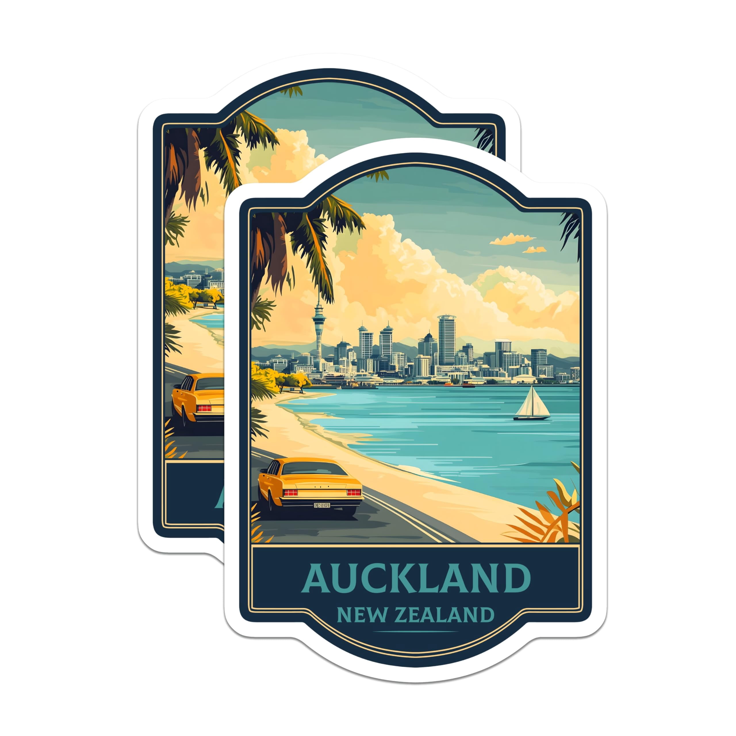 (2 Pack) Auckland New Zealand Magnets - Vintage Travel Poster - City ...