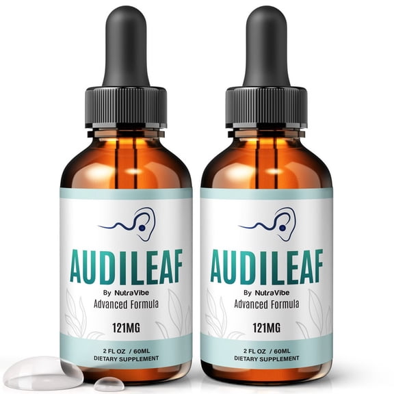 (2 Pack) Audileaf Daily Hearing Support Drops with a Clean Liquid Formula for Ear Health, Auditory Clarity and Inner Ear Balance | Easy-to-Use Dropper (60 Servings)