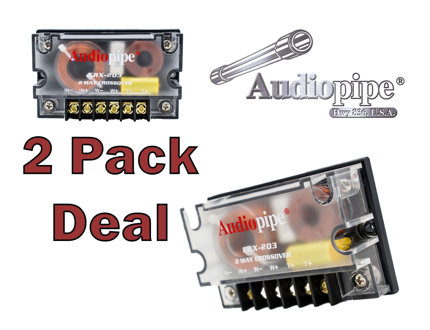 Audiopipe 2 Pack 300 Watts peak 2 Way Crossover Passive Car Audio