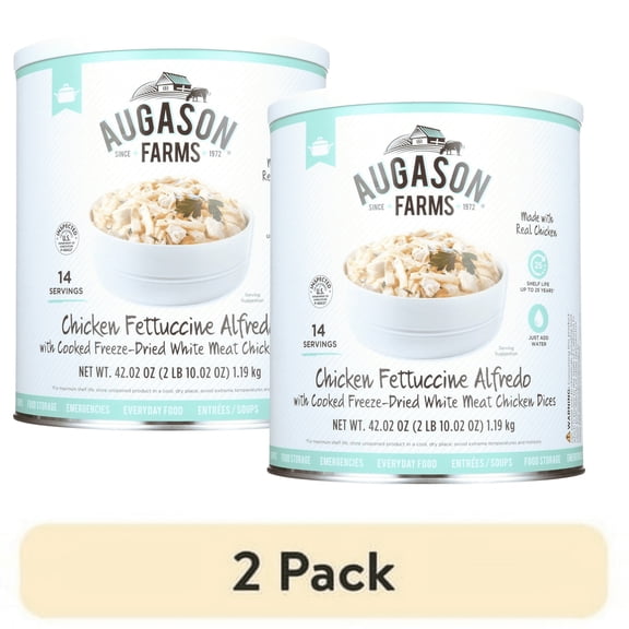 (2 Pack)Augason Farms Freeze Dried Chicken Fettuccine Alfredo Kit 2 lbs 10 oz No. 10 Can