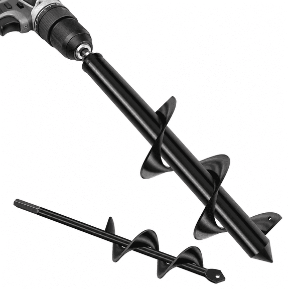 2 Pack Auger Drill Bit for Planting, Garden Spiral Auger Bit 1.6"x9" and 3"x12", Heavy Duty Hole Digger Tool for 3/8" Hex Drive Drill, Bulb Planting & Gardening