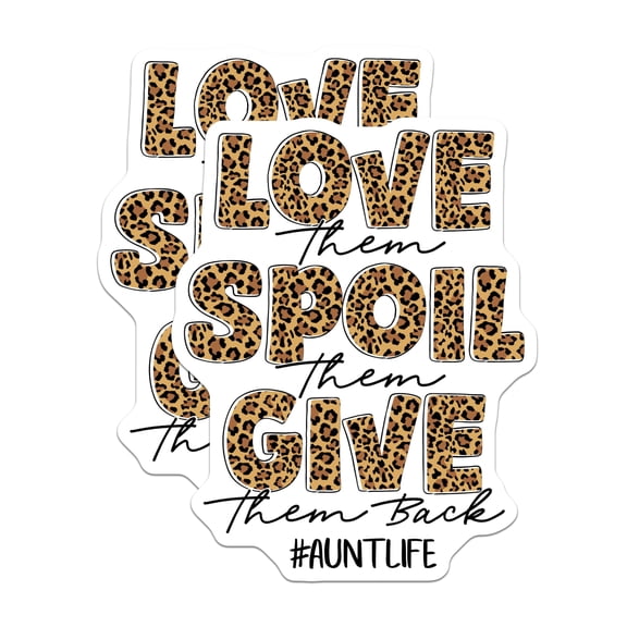 (2 Pack) Aunt Life Magnets - Leopard Print Auntie Quote - Funny Saying for Aunts - Refrigerator Locker Decor - 5 Inches On Longest Side - Thick Durable Magnet - Made in USA - MAG20830