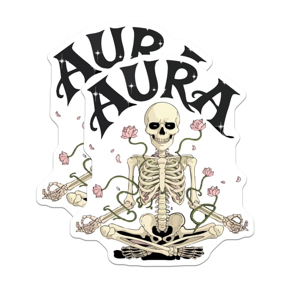 (2 Pack) Aura Skeleton Meditating Magnets - Zen Lotus Skull Decor - Spiritual Vibes Art - 5 Inches On Longest Side - Thick Durable Magnet - Made in USA - MAG22921