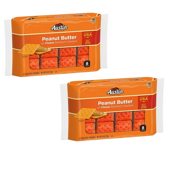 ( 2 Pack ) Austin Sandwich Crackers, Peanut Butter On Cheese, 8 Pack