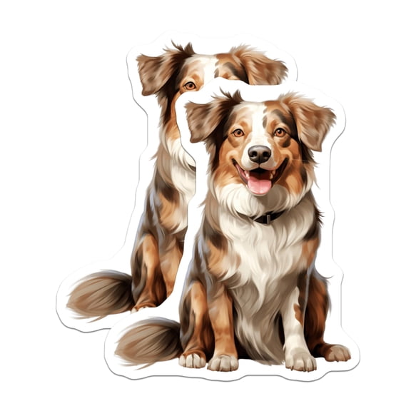(2 Pack) Australian Shepherd Magnets - Red Merle Aussie Dog Art - Happy Pet Lover Kitchen Decor for Dog Moms - 5 Inches On Longest Side - Thick Durable Magnet - Made in USA - MAG27532