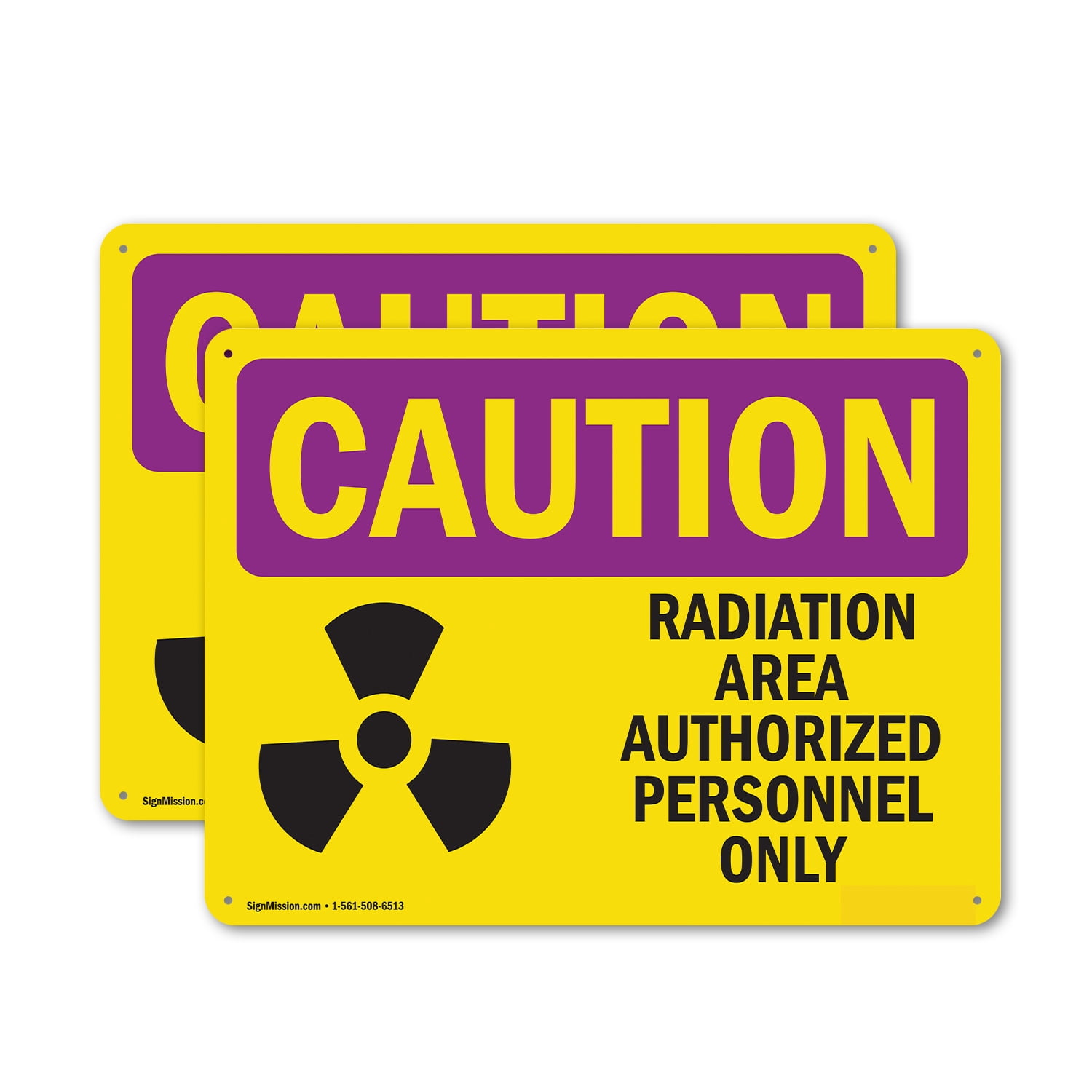 (2 Pack) Authorized Personnel Only OSHA Caution Radiation Sign 18 Inch ...