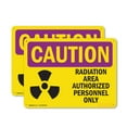 thumbnail image 1 of (2 Pack) Authorized Personnel Only OSHA Caution Radiation Sign 18 Inch X 12 Inch Plastic Sign, Weather Resistant, UV Protected for Workplace, Business, and Construction Site, Made in, 1 of 8