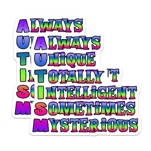 (2 Pack) Autism Awareness Magnets - Always Unique Totally Intelligent Sometimes Mysterious - Vibrant Inspirational Magnets - 5" On Longest Side - for Cars, Fridges, Toolboxes - Made in USA - MAG6977