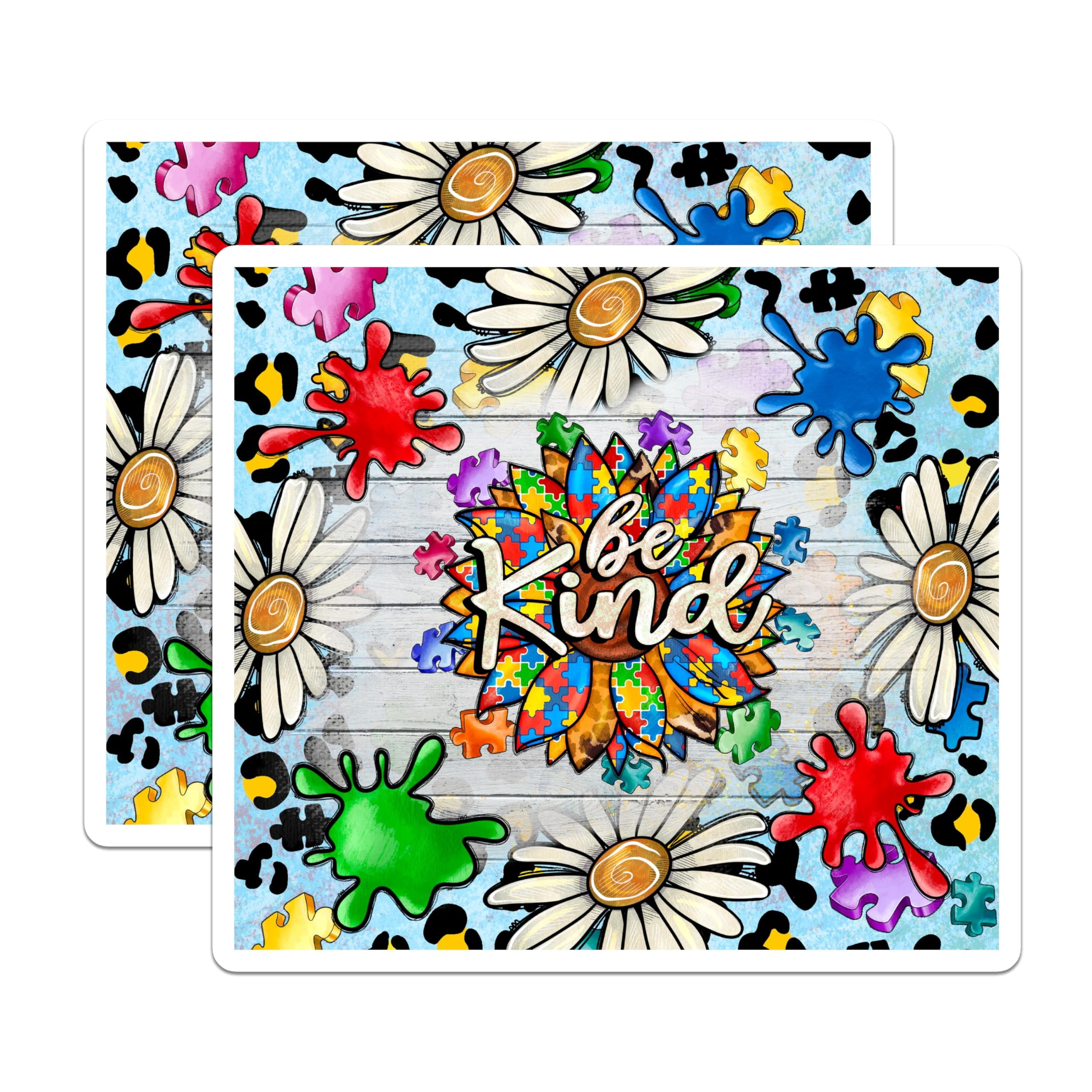(2 Pack) Autism Awareness Magnets - Be Kind Sunflower Puzzle Piece ...