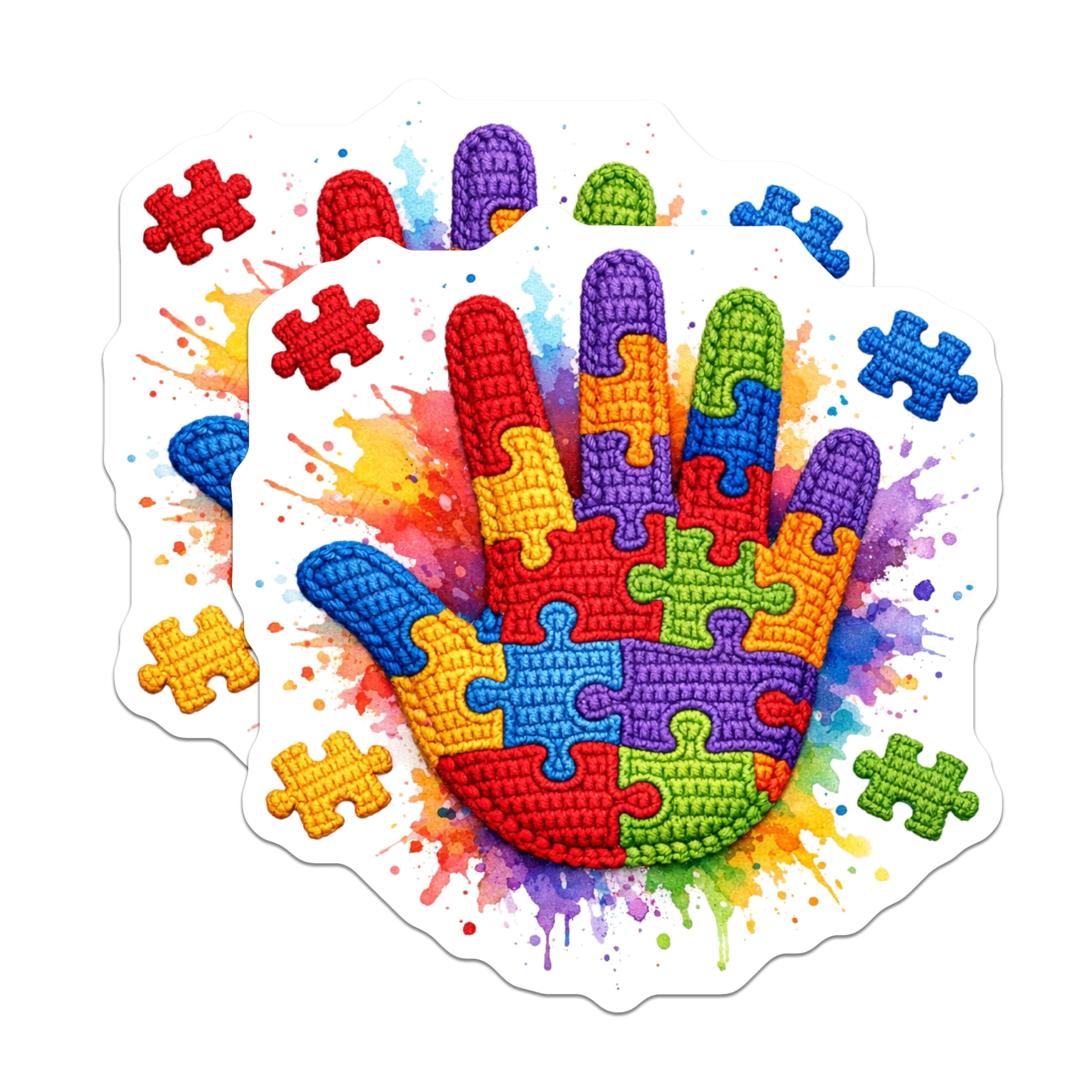 (2 Pack) Autism Awareness Magnets - Puzzle Hand Art Decor - Vibrant ...