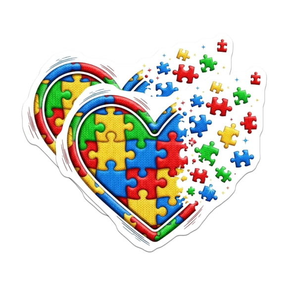 (2 Pack) Autism Awareness Magnets - Puzzle Heart Support - Neurodiversity Advocacy Decor - 5 Inches On Longest Side - Thick Durable Magnet - Made in USA - MAG21409