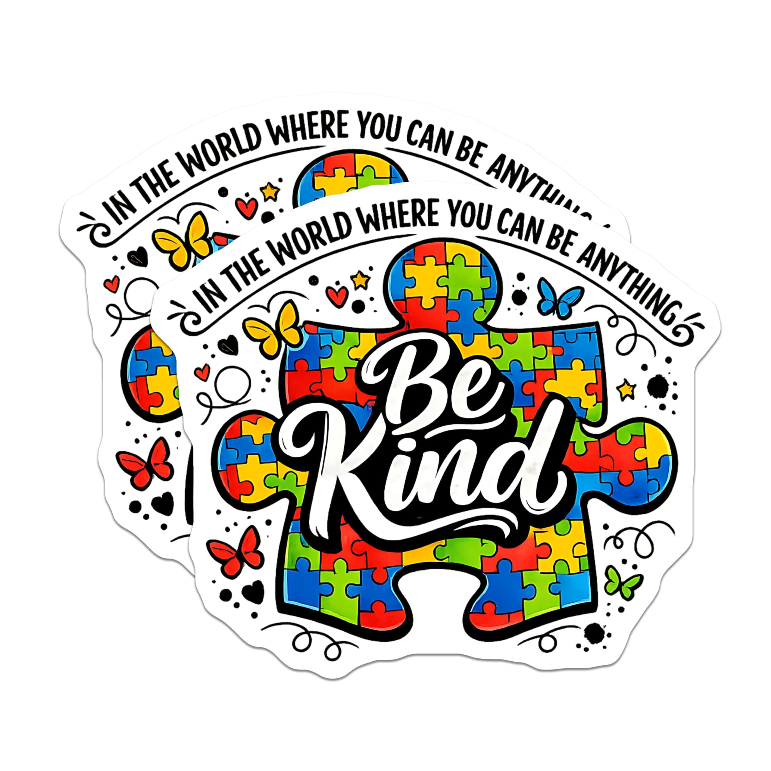(2 Pack) Autism Awareness Puzzle Magnets - Be Kind Message Magnets ...