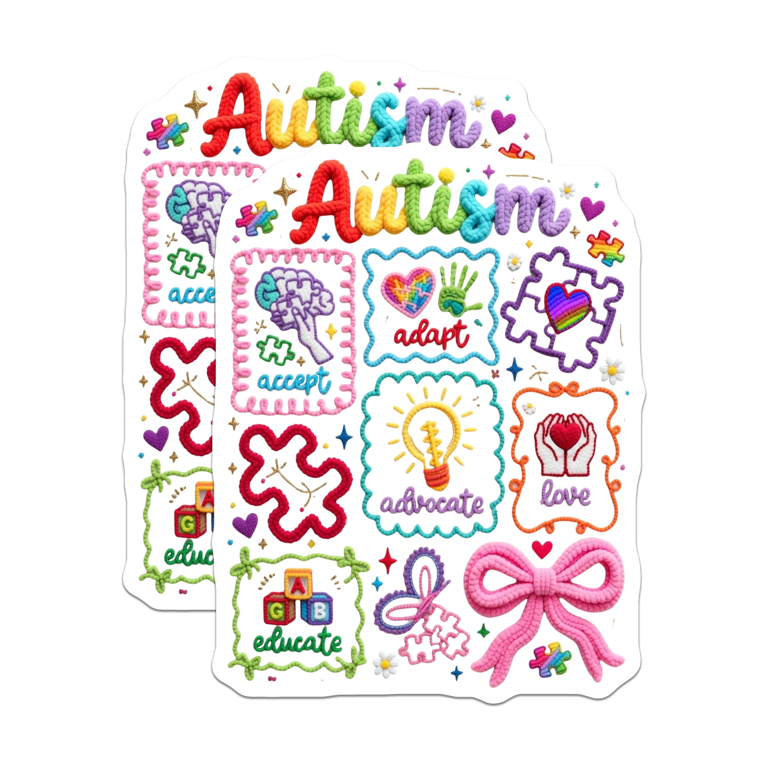(2 Pack) Autism Awareness Stickers - Neurodiversity Support - Accept ...
