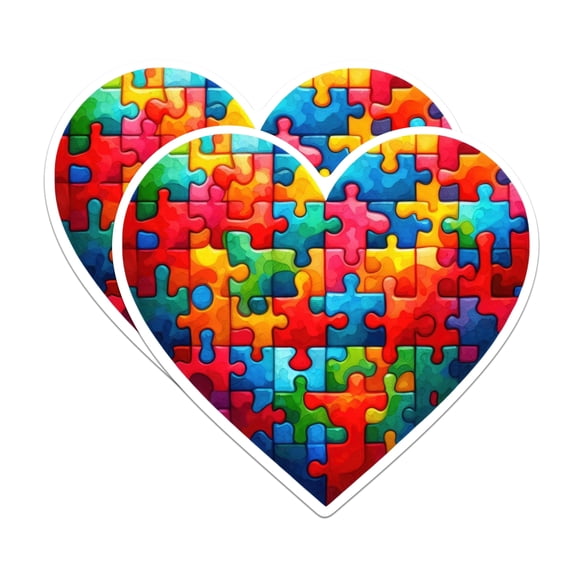 (2 Pack) Autism Puzzle Heart Stickers - Autism Awareness Sticker - 5 Inches On Longest Side - Premium Vinyl - for Cars, Trucks, Skateboards, Laptops - Made in USA - BMCS1704