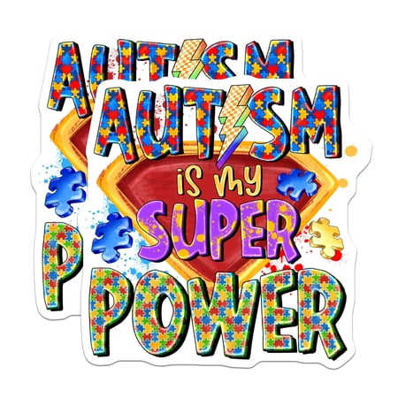 (2 Pack) Autism Super Power Magnets - Neurodiversity Awareness - Inclusive Support Statement - Fridge Locker Magnets - 5 Inches On Longest Side - Thick Durable Magnet - Made in USA - MAG26472