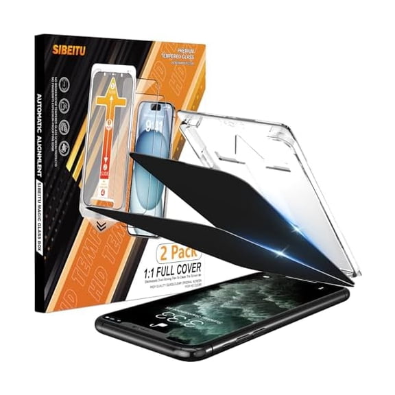 2-Pack [Auto Alignment Kit] Privacy Screen Protector for iPhone 11 Pro Max, 6.5 Inch 25 Anti-Spy Auto Dust Removal Installation Glass Film, 9H Hardness Anti Scratch Bubble Free Protector