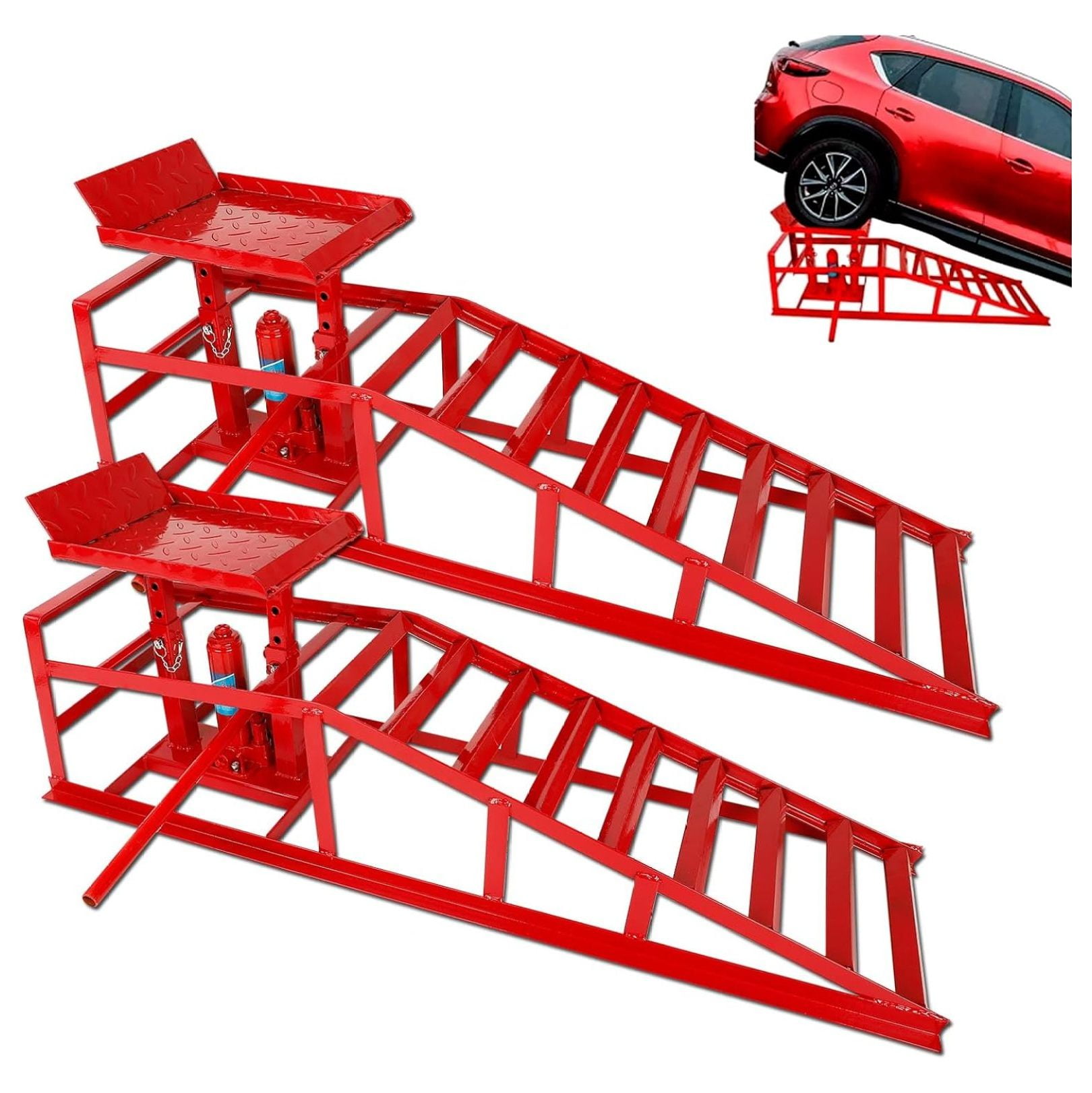 2 Pack Auto Car Truck Service Ramps, 5 Ton Low Profile Hydraulic Car