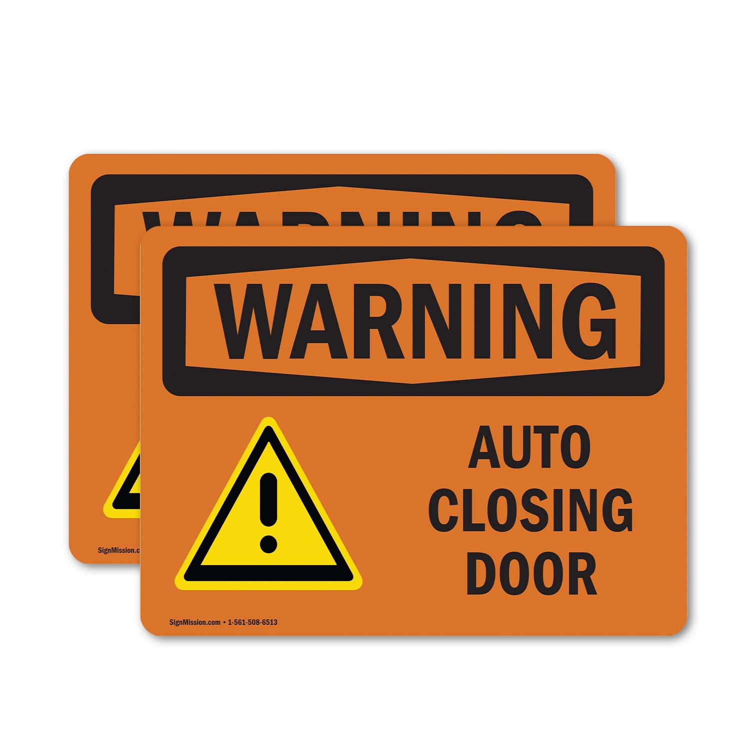 (2 Pack) Auto Closing Door OSHA Warning Sign 18 Inch X 12 Inch Vinyl ...