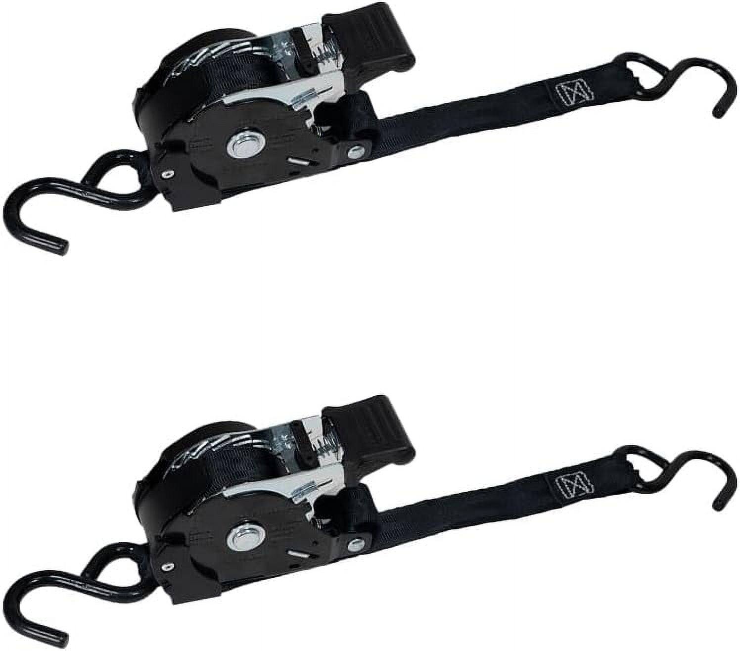 "(2 Pack) Auto Retract Ratchet Straps 1"" x 12' Secure Pickup