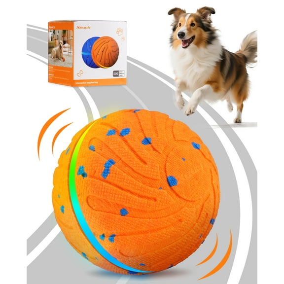 2 Pack Smart Interactive Dog Balls, Automatic Moving Ball for Medium and Large Dogs, ETPU New Material, Motion Activated Rolling & Rotating Bouncy Toy for Dog Stimulation, 1 Orange   1 Blue