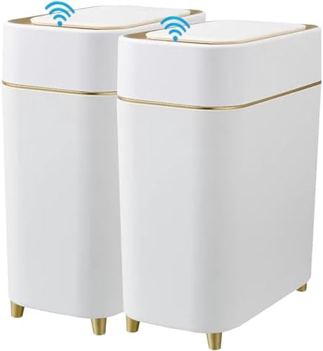 2-Pack - Automatic Compact Trash Can with Touchless Lid Garbage Can ...