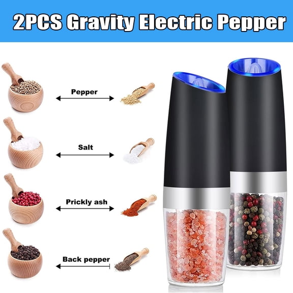 2 Pack Automatic Electric Salt And Pepper Grinder Gravity Induction Led Light