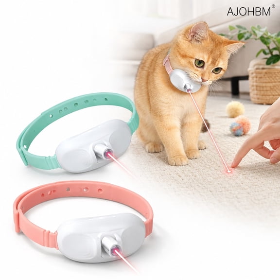 2 Pack Automatic Laser Cat Collar Toy, USB Rechargeable Wearable Infrared Interactive Kitten Toy, Hands-Free Auto Laser Pet Toy for Cat Anxiety Relief & Daily Exercise