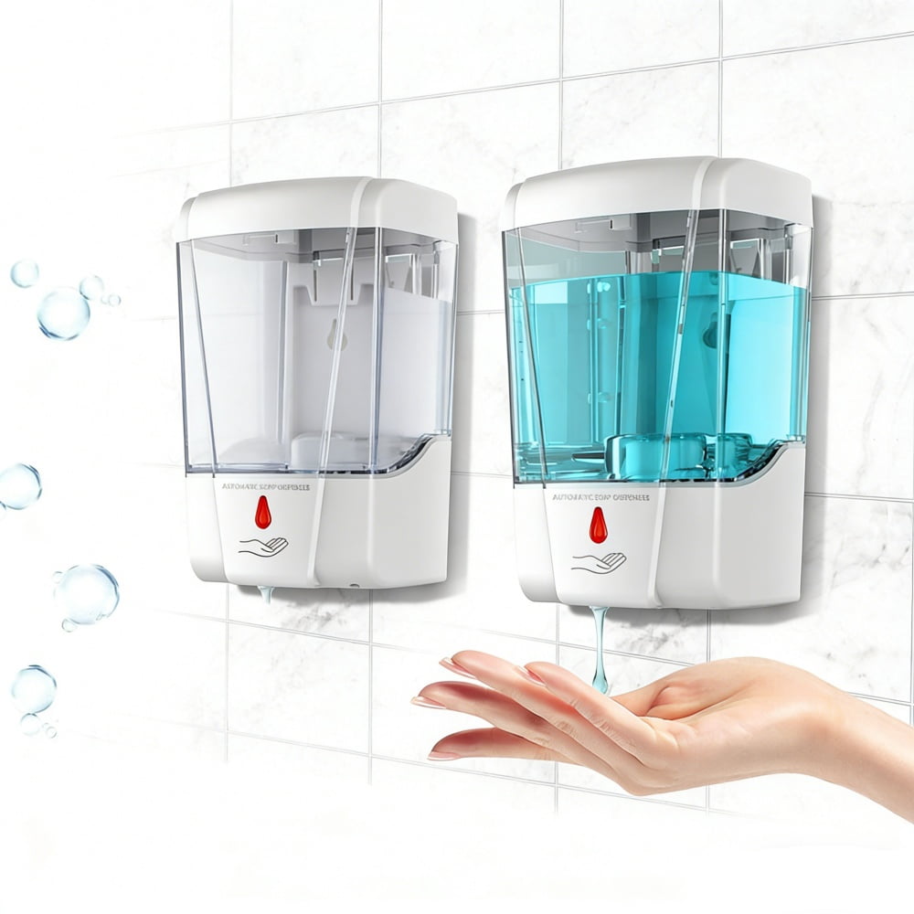 2 Pack Automatic Soap Dispenser 23.7 oz / 700 ml, Wall Mounted Touchless Sensor Soap Dispenser for Bathroom, Kitchen, Office and Commercial Use