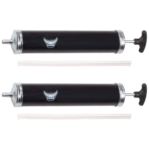 2 Pack 16 Oz Steel Oil Suction Gun with 12" Vinyl Hose, Manual Oil Change Syringe - Heavy Duty Automotive Fluid Extractor Pump for Engine Oil, Gear Oil & Lubricants