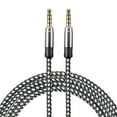 thumbnail image 1 of 2 Pack Aux Cable 3.5mm Male to Male Nylon Braided 10Ft 4 Pole Hi-Fi Stereo Sound Auxiliary Cord White, 1 of 6