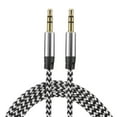 thumbnail image 1 of 2 Pack Aux Cable 3.5mm Male to Male Nylon Braided 3Ft 3 Pole Hi-Fi Stereo Sound Auxiliary Cord Silver, 1 of 6