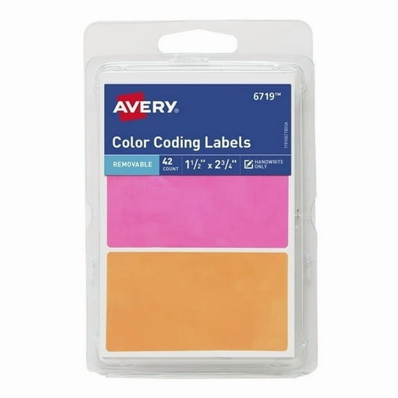 Avery Color Coding Labels, 1-1/2" x 2-3/4", Paper, Removable, Neon Colors, Handwrite, 42 Labels (2 Pack)