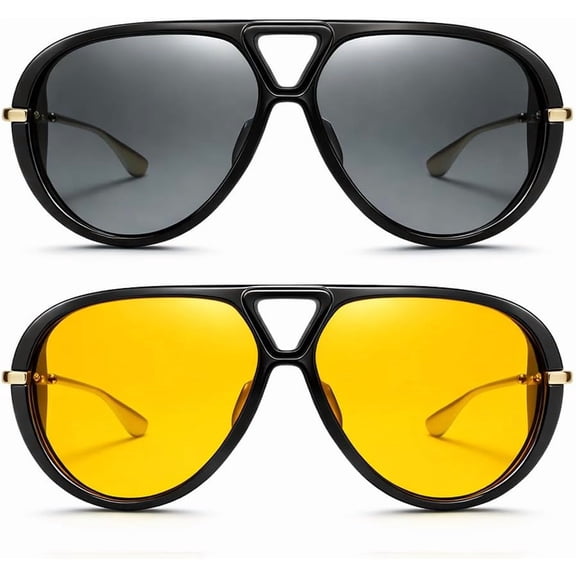 2 Pack Aviator Frame Women Men Retro Style Driving Travel Beach Vacation Outdoor