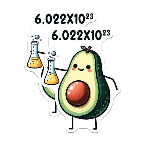 (2 Pack) Avogadro Number Magnets - Cute Avocado Science Fun - Educational Refrigerator - 5" On Longest Side - for Cars, Fridges, Toolboxes - Made in USA - MAG8015