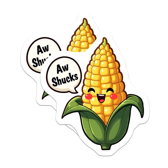 (2 Pack) Aw Shucks Corn Magnets - Kawaii Kitchen Decor - Punny Foodie Refrigerator Accessory - Funny Fridge Magnet - Cute Corn Art - 5" - Thick Durable Magnet - Made in USA