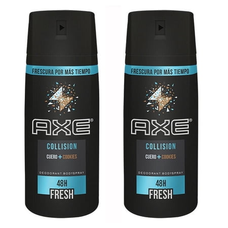 2 Pack Axe Collision Mens Deodorant Body Spray 48 Hours Fresh , 150ml