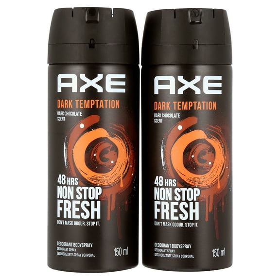 2 Pack Axe Dark Temptation Mens Deodorant Body Spray, 150ml (5.07oz)