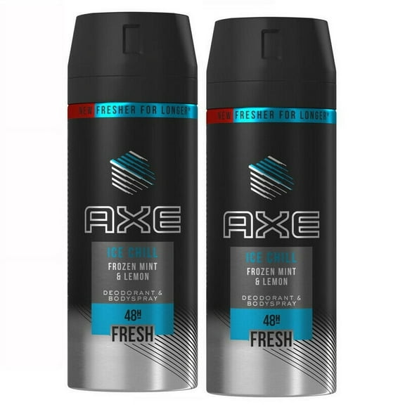Axe Ice Chill Mens Deodorant Body Spray, Frozen Mint & Lemon, 150ml (5.07oz), 2Pack