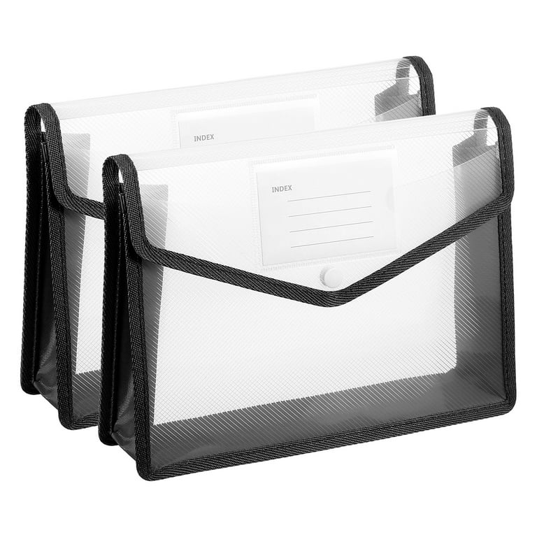 2 Pack B5 Plastic File Folders with Snap Closure, Black