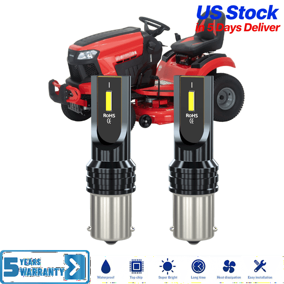 2-Pack BA15S Cool White, 12-24V, Lawn Tractor Headlight Compatible With CRAFTSMAN Lawn Mower T2200 T2400 T3200