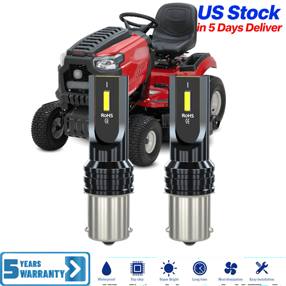 2-Pack BA15S Cool White, 12-24V, Lawn Tractor Headlight Compatible With Troy-Bilt Super Bronco Horse, Horse XP 