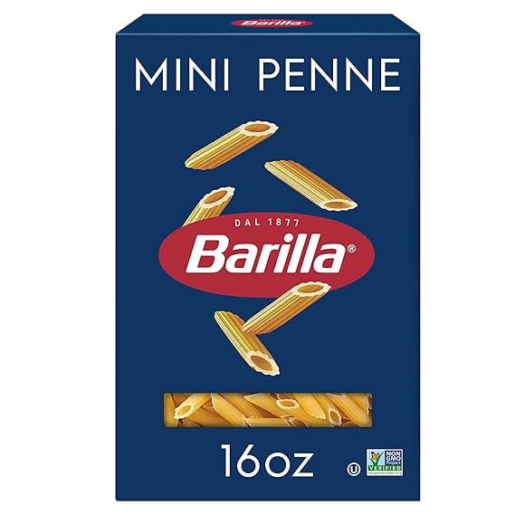 ( 2 Pack) BARILLA Mini Penne Pasta, 16 oz. Box - Non-GMO Pasta Made with Durum Wheat Semolina