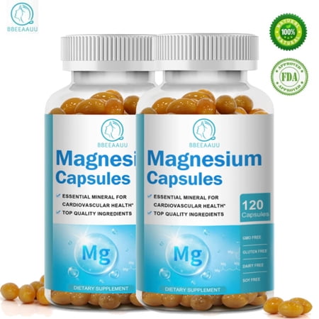 (2 Pack)BBEEAAUU Magnesium Capsules 500mg - Magnesium Glycinate Chelated,240 Softgels